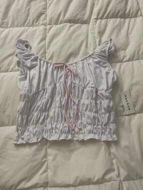PacSun White Smocked Cami with Ruffle Trim